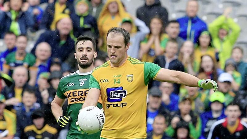 Michael Murphy on the attack against Kerry in last year's Super 8 series. The Donegal skipper favours a straight knockout Championship this year.<br /> Picture by Philip Walsh.