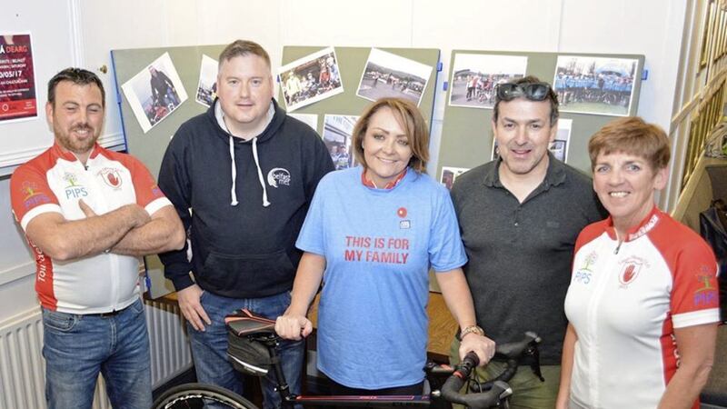 David Marley, health and wellbeing officer James Martin, Linda Fegan, vice-chairperson Michael Boyle and Joan Herron launch L&aacute;mh Dhearg&#39;s 50-mile Sportive cycle, going from Hannahstown-Oxford Island-Hannahstown on Saturday, June 10. The club will also hold a family cycle around its Highway to Health pathway. Proceeds from the cycles will go towards club development funds and two designated charities: Pulmonary Fibrosis and Alzheimer&#39;s NI. Details of registration nights will follow 