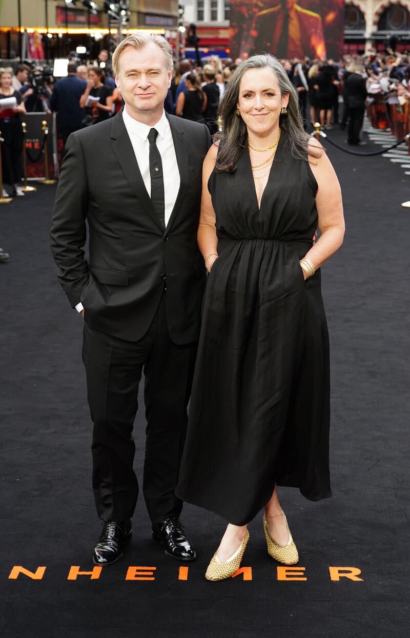 Christopher Nolan and Emma Thomas arrive for the UK premiere of Oppenheimer