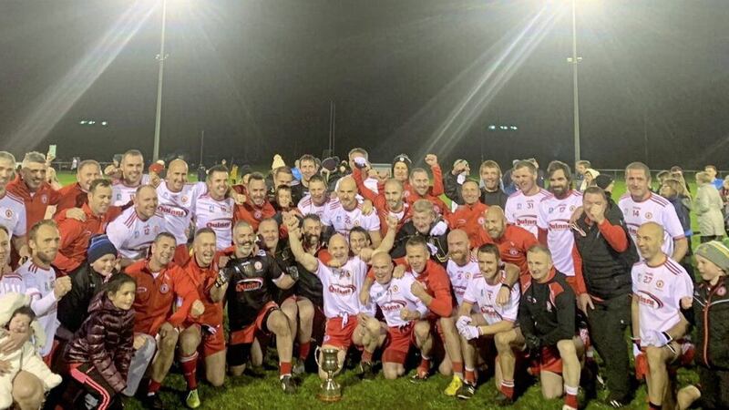 Tyrone celebrate after their win over Dublin in last year&#39;s All-Ireland Masters&#39; final. The two sides meet again in this year&#39;s decider on Saturday in Ballinagh, Co Cavan 