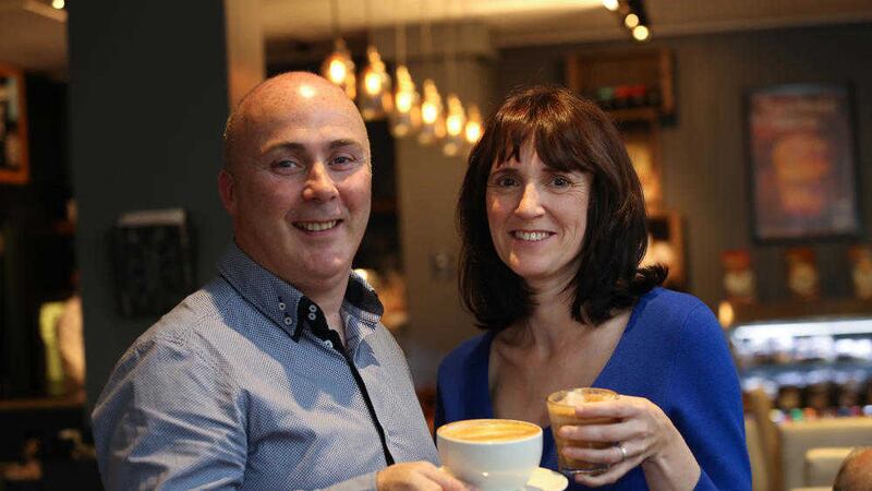 Director of Ground Espresso Bars, Karen Gardiner, and co-founder Darren Gardiner, toast their latest expansion plans in Belfast city centre 