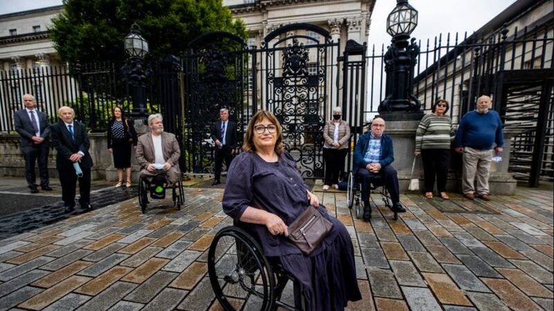 Jennifer McNern (centre) sought judicial review of a prolonged impasse around the introduction of a Troubles pension. Picture by&nbsp;Liam McBurney/PA Wire