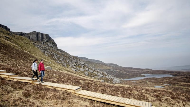 A car park at Cuilcagh Mountain wooden walkway has been closed amid a land dispute 