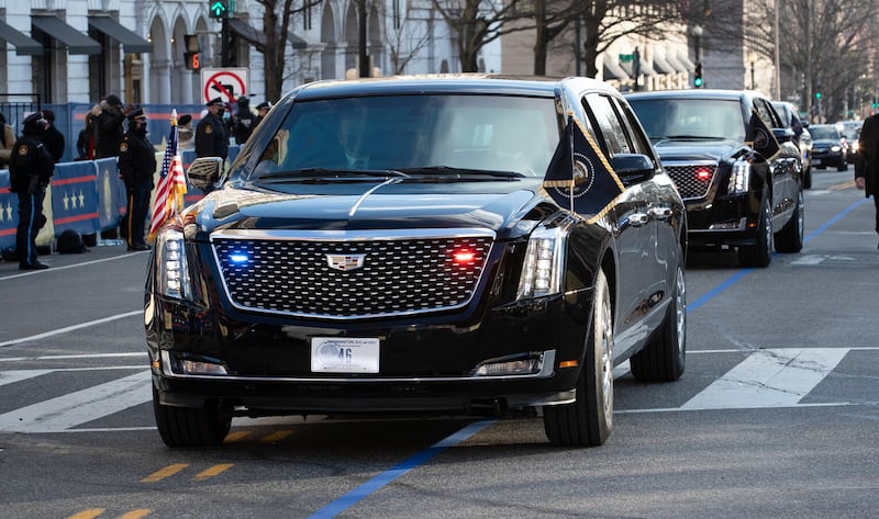 President Biden's motorcade during his inauguration in Washington D.C, January 20 2021. Photo by Jerry Glaser