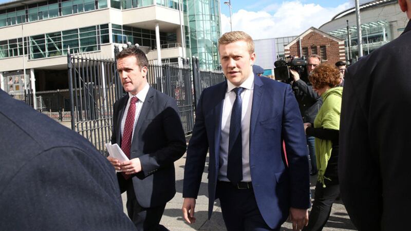 Stuart Olding leaves court in Belfast after the not guilty verdicts. Picture by Hugh Russell&nbsp;