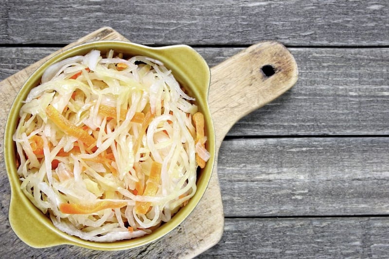 Saurkraut, fermented cabbage, can be good for digestive health 
