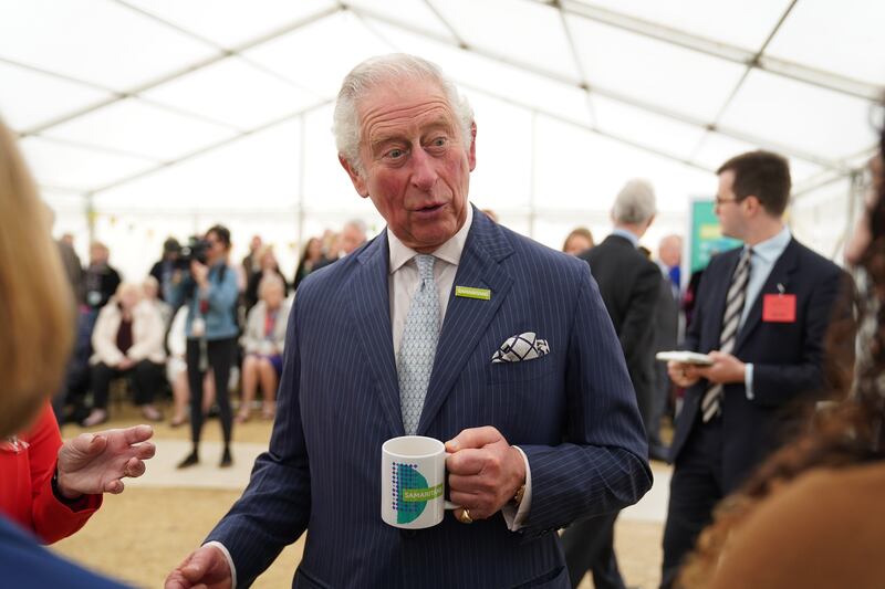 Charles during a 2021 visit to the Gloucester and District Branch of the Samaritans to celebrate their 50th Anniversary. Jacob King/PA