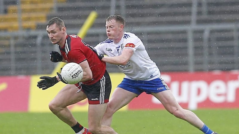 Caolan Mooney in action against Monaghan in this year&#39;s Ulster Championship. Picture by Philip Walsh 