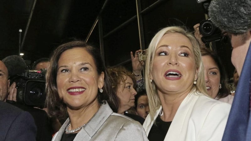 Sinn F&eacute;in leader Mary Lou McDonald with deputy leader Michelle O&#39;Neill. Picture by Hugh Russell 