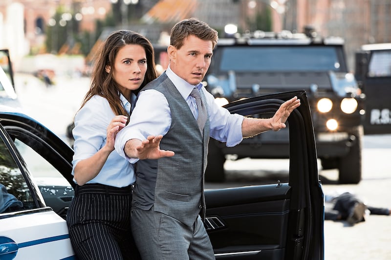 Hayley Atwell and Tom Cruise in a scene from Mission: Impossible - Dead Reckoning Part One