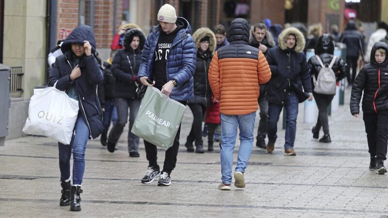 New data published by the NI Retail Consortium showed footfall in Belfast during January was 10 per cent up on the same month last year. Picture by Hugh Russell. 
