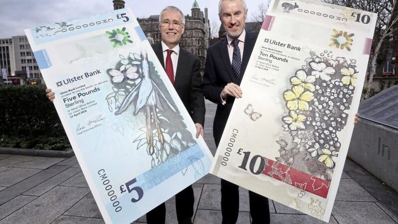 Richard Donnan, Head of Ulster Bank, Northern Ireland, and Terry Robb, Head of Personal Banking, remind consumers that the bank&rsquo;s new vertical notes will be released into circulation next week 