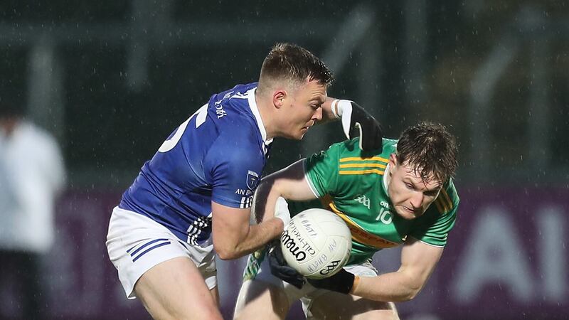 Ethan Doherty takes on Conor McCarthy during Glen's win over Scotstown. Picture: Margaret McLaughlin