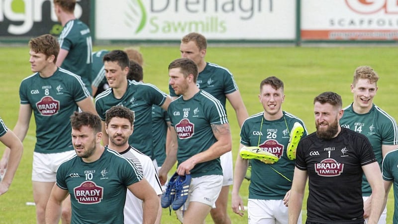 09/06/2018: Kildare players leave the pitch after beating Derry during the All Ireland Senior Championship round 1 qualifier at Owenbeg. Picture Margaret McLaughlin by-line 