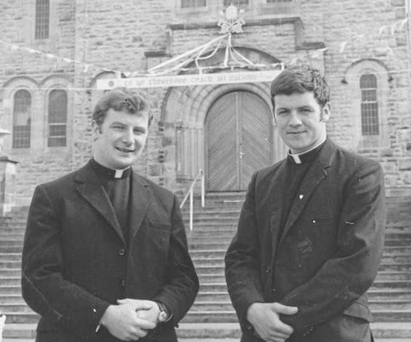 Fr Joe McVeigh, pictured left, was ordained with his cousin, Se&aacute;n McGrath, by Bishop Patrick Mulligan in their parish church, St Joseph&#39;s, Ederney in April 1971 