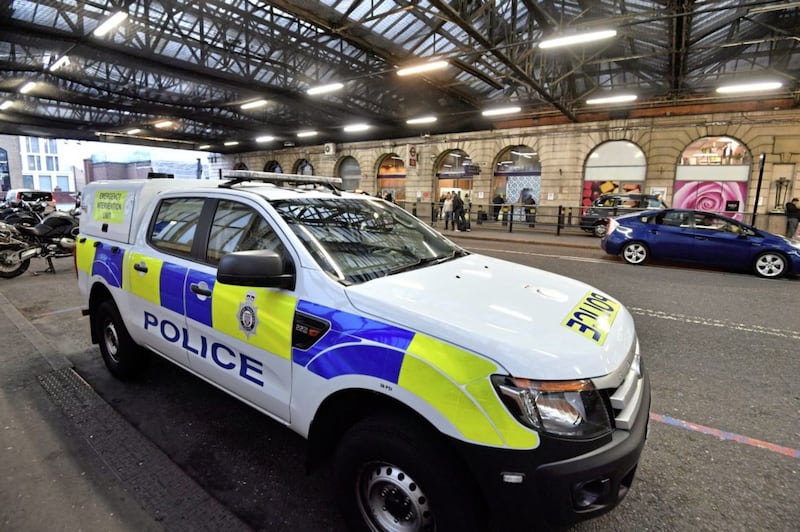 A British Transport Police vehicle at Waterloo Railway Station, London, after three small improvised explosive devices were found at buildings at Heathrow Airport, London City Airport and Waterloo. Picture by John Stillwell, Press Association