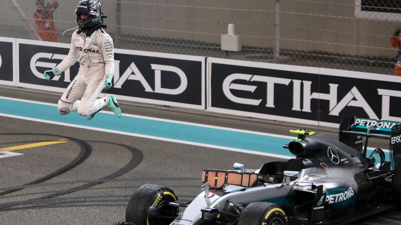 Mercedes' Nico Rosberg celebrates winning the Formula One world championship after Sunday's Abu Dhabi Grand Prix at the Yas Marina circuit<br />Picture by AP&nbsp;