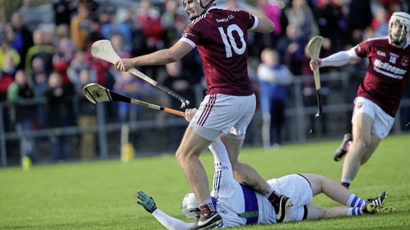Conor Carson&#39;s 51st minute goal sank Loughgiel Shamrocks yesterday as Cushendall celebrated their 14th county title 