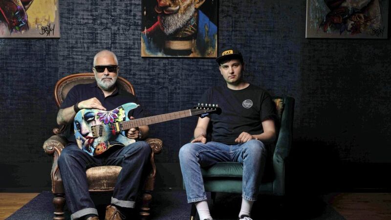 Popular artist Terry Bradley (pictured left) has loaned his trademark artistic style to a new collaboration in a bid to raise funds for Action Mental Health. Mr Bradley has joined forces with Chris Moffitt (pictured right), of Kithara Guitars, to produce a beautifully-painted, hand-crafted six-string guitar as part of an initiative which focuses on men&#39;s mental health 