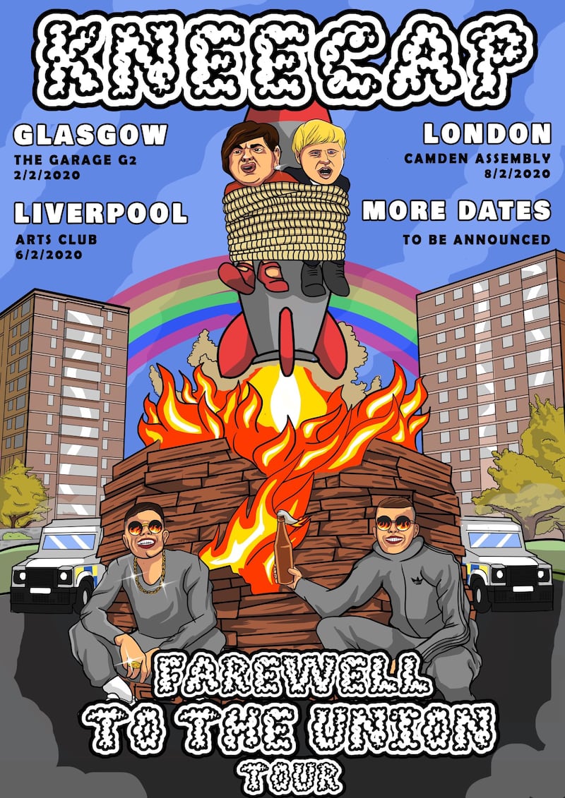 The poster for Kneecap's 2019 'Farewell to the Union' Tour.
