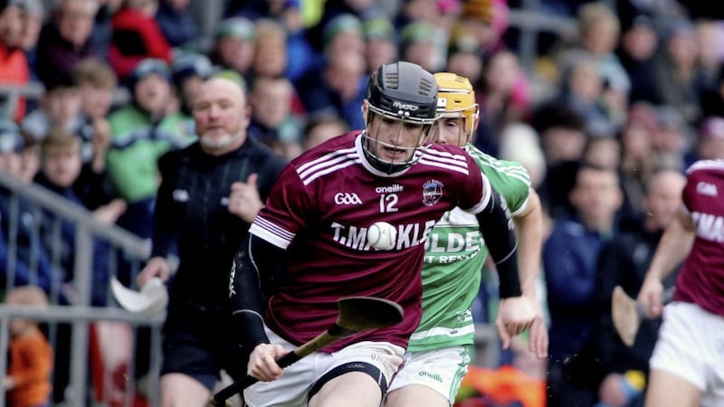 A goal from Brendan Rogers after just two minutes set Slaughtneil on their way to victory in their Derry SHC semi-final with Lavey  Picture: Seamus Loughran 
