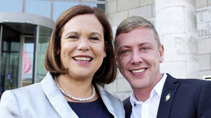 Mary Lou McDonald pictured with former Sinn F&eacute;in councillor John Dowdall 