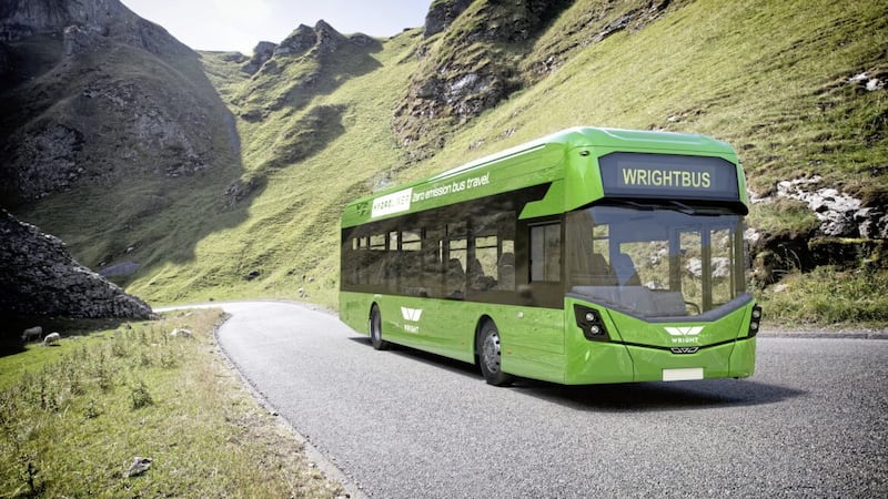 One of the single deck hydrogen buses manufactured by Wrightbus. 