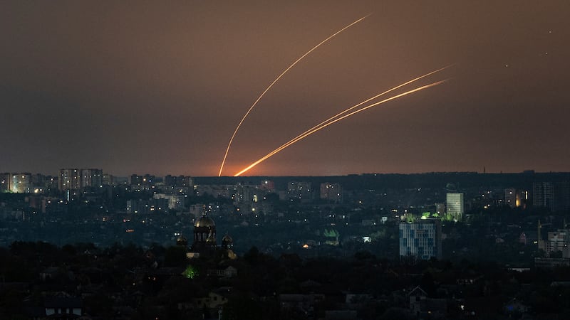 Russian rockets are launched against Ukraine from Russia’s Belgorod region (AP Photo/Evgeniy Maloletka)