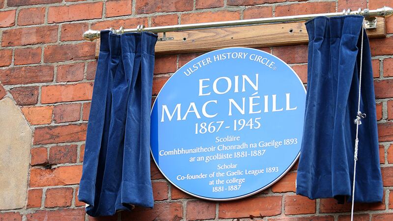 The unveiling of a blue plaque by the Ulster History Circle to commemorate Eoin Mac Neill at St Malachy's College, Belfast Picture Mal McCann&nbsp;