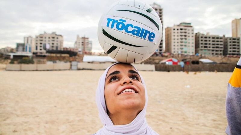 Hala Sanak (14), plays for Gaza&rsquo;s first girls' football team