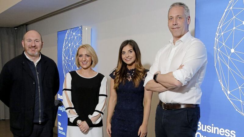 Pictured at the launch of Business Owners Insights are (from left) Niall McKenna (owner of James Street &amp; Co restaurant group), Breda McCague (Bank of Ireland and co-founder of Lean-In Ireland) Holly Wilson (commercial business manager at Belfast Cathedral) and Gavin Kennedy (head of business banking NI at Bank of Ireland UK) 