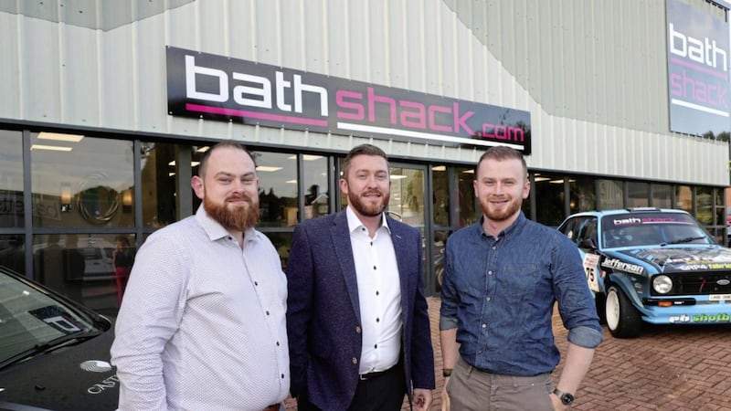 Pictured at the opening of Bathshack&#39;s latest showroom in Lisburn: Connor Dunlop, operations manager; Peter Dunlop, managing director and Ryan Dunlop, area manager 