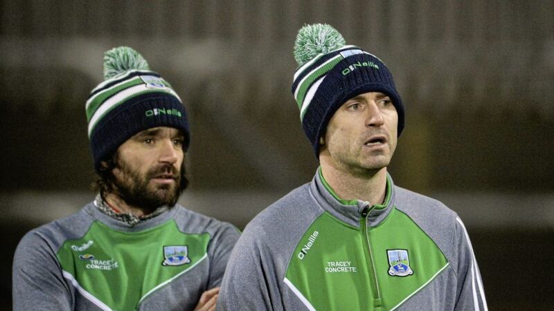 Fermanagh manager Rory Gallagher and assistant manager Ryan McMenamin. 