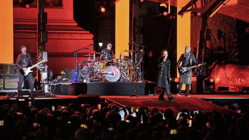 U2, pictured performing in London&#39;s Trafalgar Square in November, have packed their latest album, Songs of Experience, with sound advice for soul and society - as well as good tunes - says Steve Stockman 