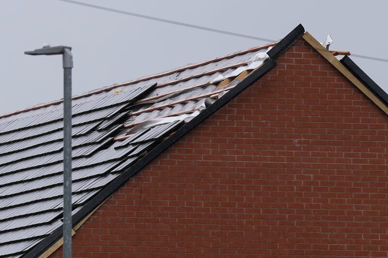 Tiles have been ripped off the roofs of some homes in St Giles Road, Knutton