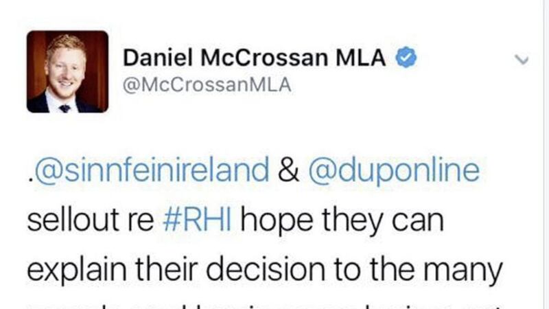 Daniel McCrossan posted the tweet last year when the RHI scheme was closed 