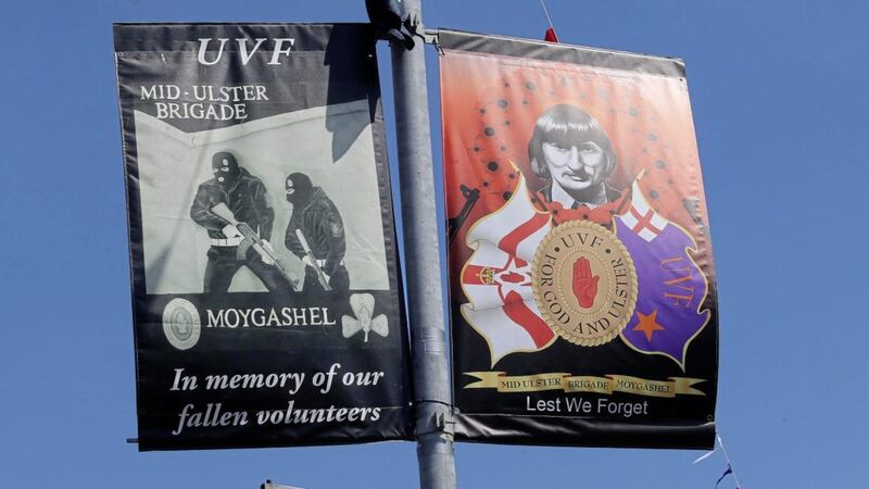 A man has been arrested close to a banner glorifying Wesley Somerville in Moygashel, Co Tyrone 
