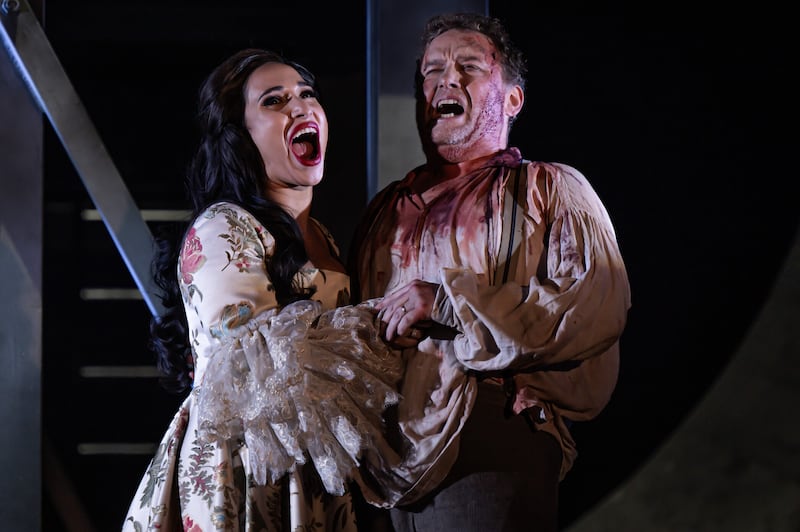 Tosca (Svetlana Kasyan) and Cavaradossi (Peter Auty) in NI Opera's production of Tosca at the Grand Opera House. Picture by Neil Harrison