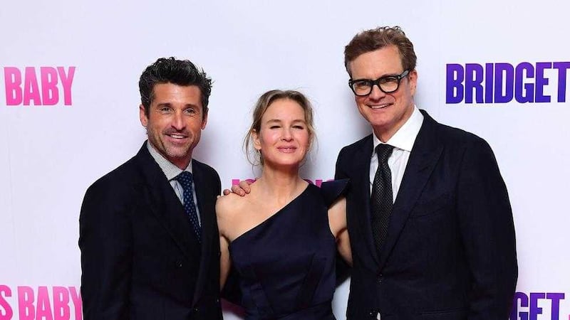 Renee Zellweger with co-stars Patrick Dempsey and Colin Firth at the premiere of Bridget Jones&#39;s Baby in London earlier this month 