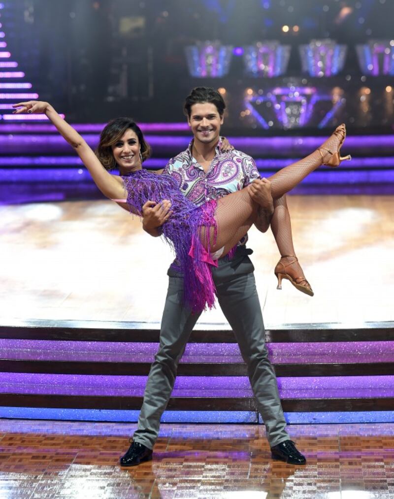 Anita Rani with partner Gleb Savchenko pose for a photo during the Strictly Come Dancing Live Tour 2016