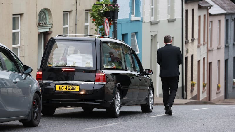 A hearse carrying the coffin of Dlava Mohamed left her family home in Clones on Thursday morning (Liam McBurney/PA)