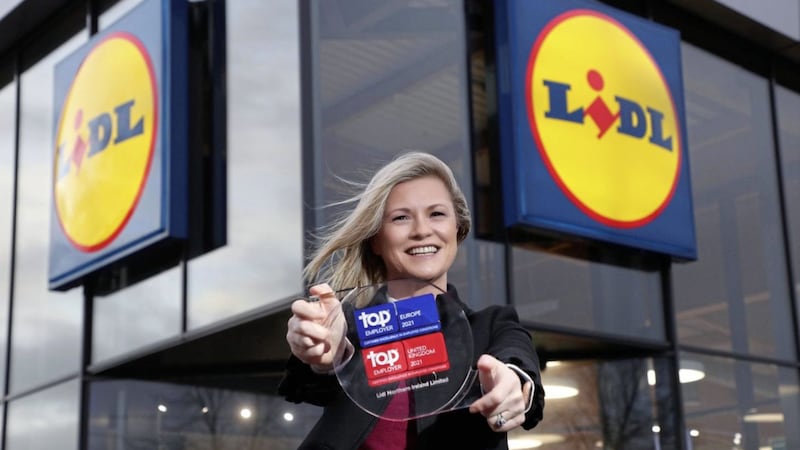 Lidl, which will recruit more than 170 new employees in the north this year across a variety of operational and office-based roles, gained theTop Employers Institute award as Top Employer for 2021. Pictured with the award is Maeve McCleane, director of human resources at Lidl Ireland and Northern Ireland 
