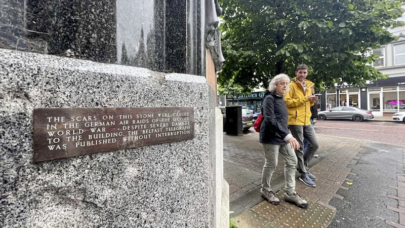 A plaque commemorating the Belfast Blitz is back on the wall of the old Belfast Telegraph building 
