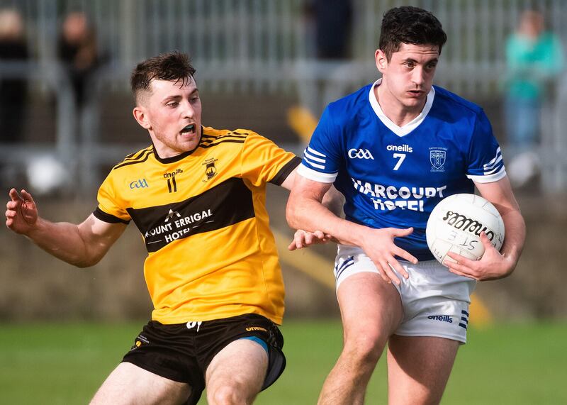 Ethan O'Donnell takes on his namesake Shane during Naomh Conaill's win over St Eunan's. Picture: Evan Logan
