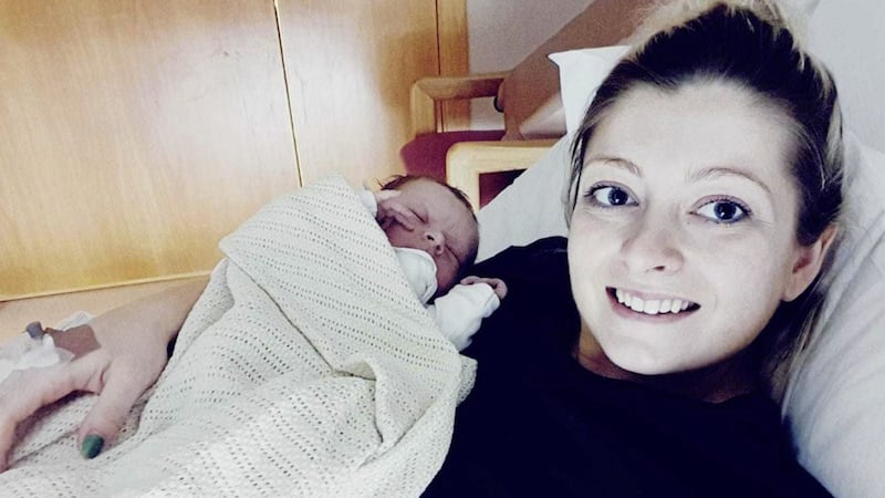 Downpatrick mum, Keely Brennan pictured with her baby girl, Willow, who was born at the Ulster Hospital at 3.13am yesterday weighing 7lbs 6oz 