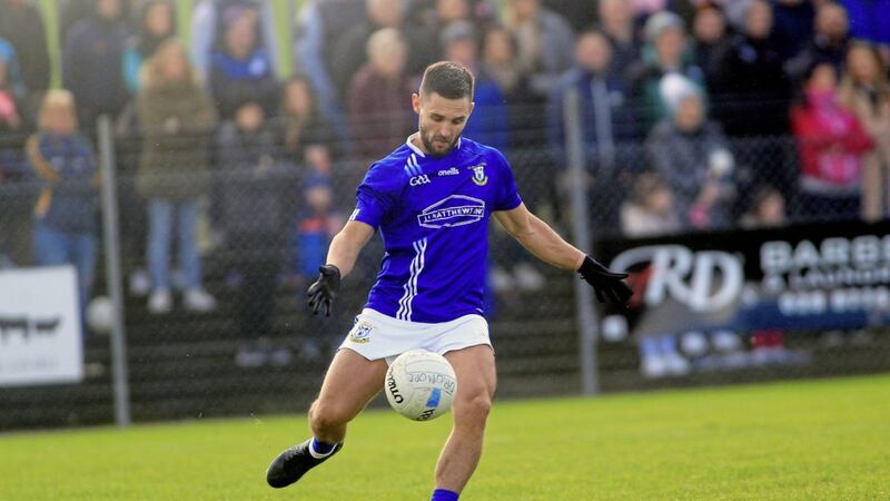 Dromore's Conor O'Hara in Tyrone SFC preliminary round action against Ardboe. <br />Picture Seamus Loughran