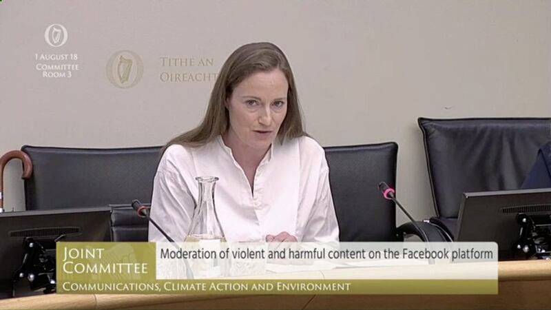 Screengrab taken from Oireachtas TV of Facebook executive Niamh Sweeney, head of public policy at Facebook Ireland, appearing before the Oireachtas Joint Committee on Communications, Climate Action and Environment in Dublin. Picture by Oireachtas TV, Press Association 