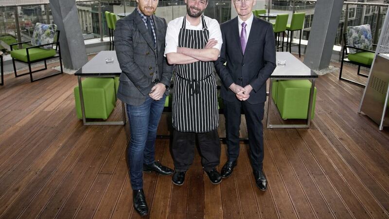 Adam and Brian Stockman with kitchen head Kieron Donnelly at the new-look Ivory 