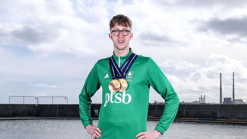 Two-time World champion and PTSB Team Ireland ambassador Daniel Wiffen returns to Irish waters following World Championship success in Doha. PTSB is the title sponsor of Team Ireland for the Olympic Games and Paralympic Games in Paris this summer. Picture by INPHO/Dan Sheridan