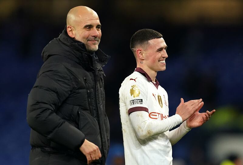 Phil Foden, right, starred for City at Goodison Park